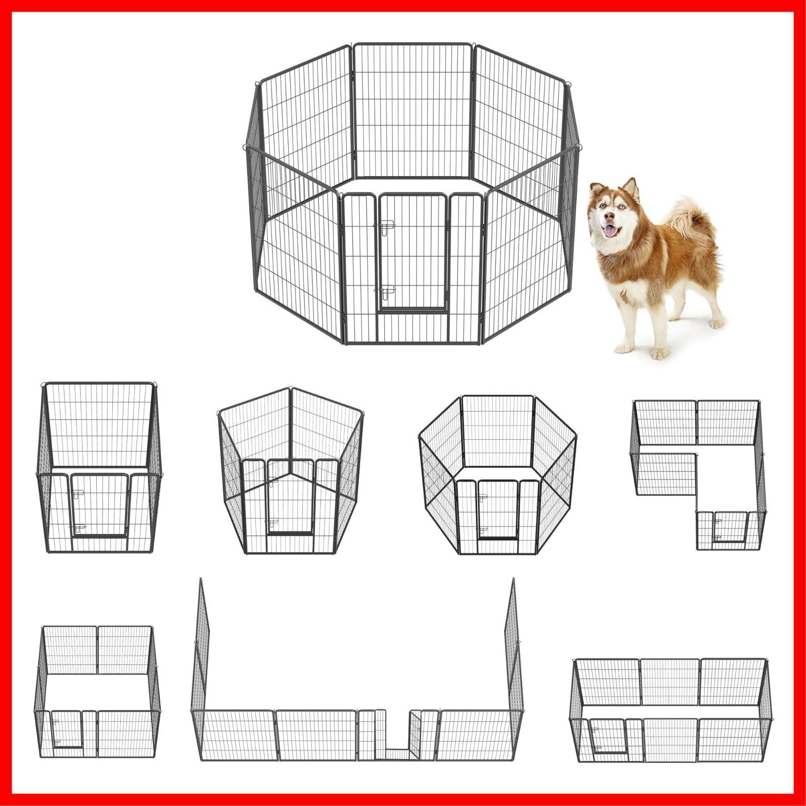 特売】FEANDREA 犬 サークル 中大型犬用 ペットフェンス スチール製 全