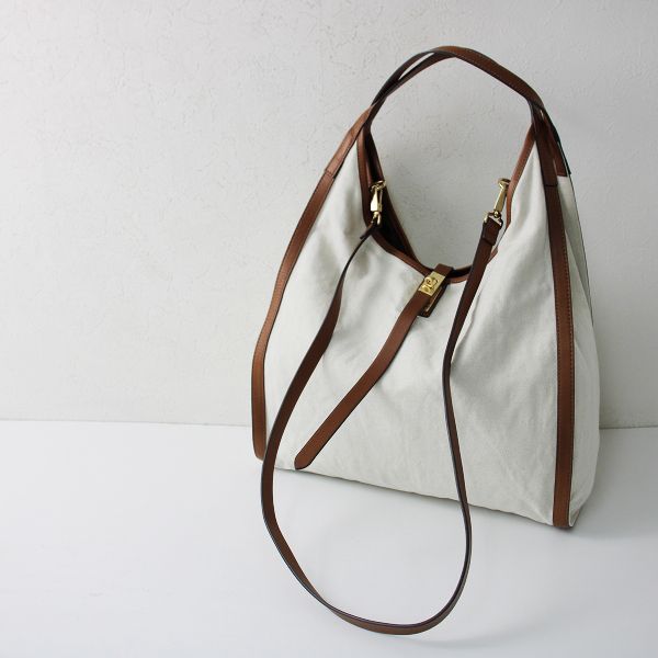 美品 2022SS Deuxieme Classe ドゥーズィエムクラス ORSETTO オルセット CANVAS LEATHER バッグ/ナチュラル  キナリ【2400013255738】