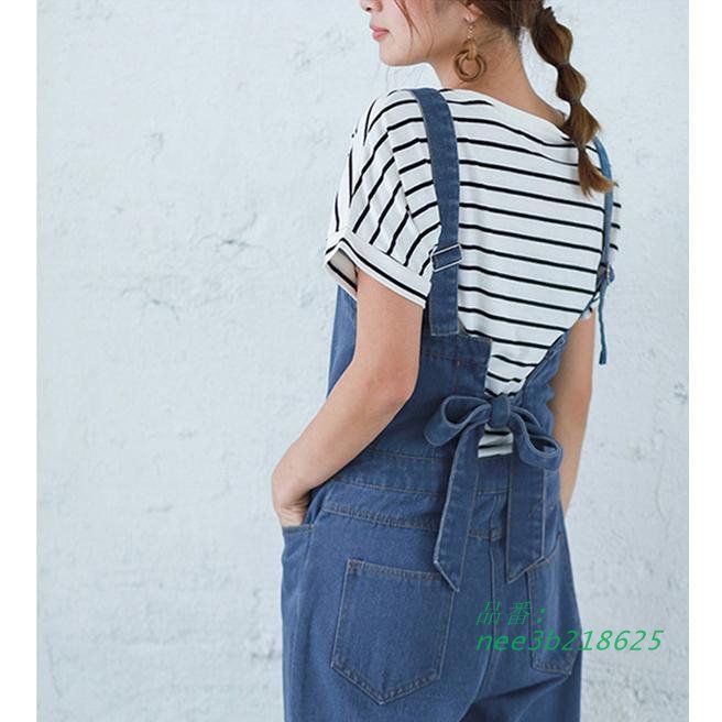 サロペット デニムパンツ ガウチョパンツ レディース