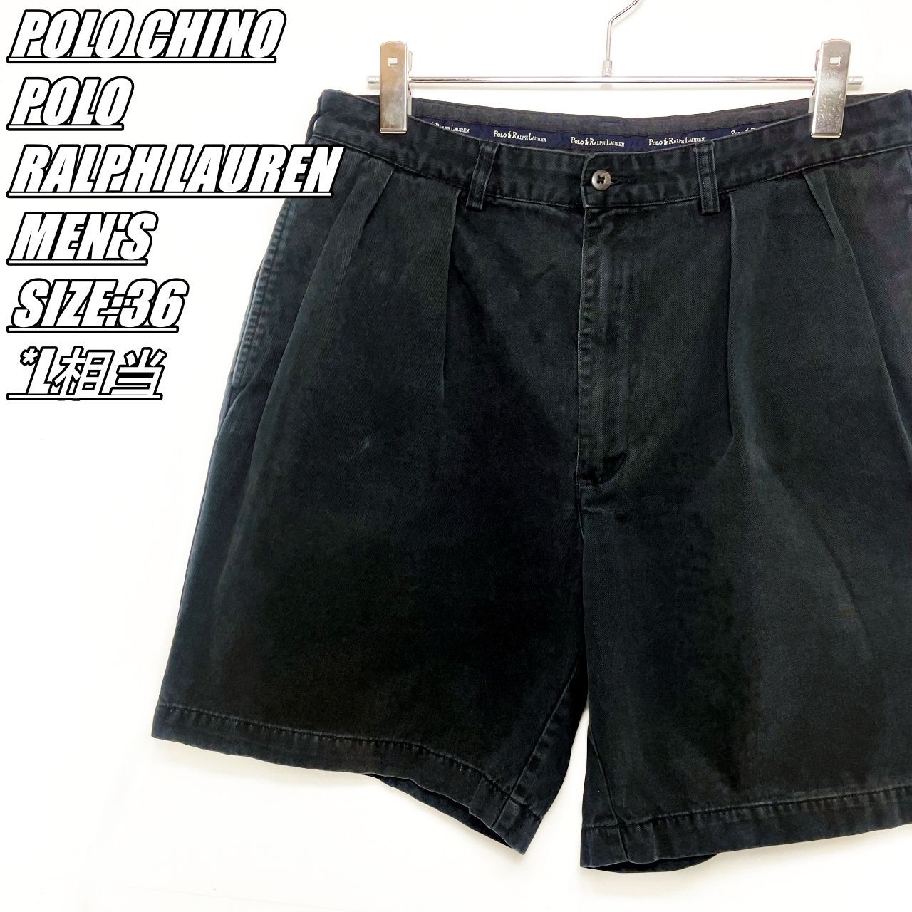 【US古着･90~00's】POLO RALPH LAUREN　POLO CHINO　ポロラルフローレン　ポロチノ　TYLER SHORT　チノショートパンツ　メンズ　サイズ表記36　L相当　ブラック
