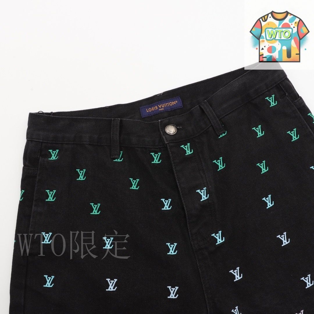 Louis Vuitton デニムショートパンツ フラワーモチーフ刺繍 Louis Vuitton デニムショートパンツ フラワーモチーフ刺繍