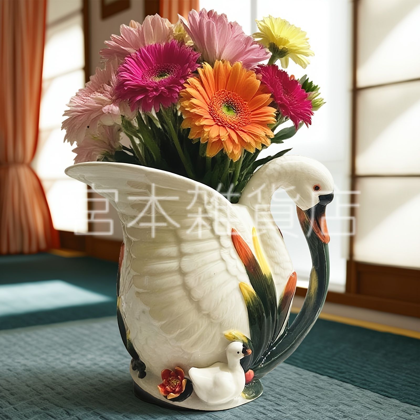 花瓶 花びん セラミック おしゃれ 白鳥型 スワン おしゃれ シンプル インテリア雑貨 花器 生け花 装飾 玄関 リビング ダイニング ギフト 贈り物 オブジェ