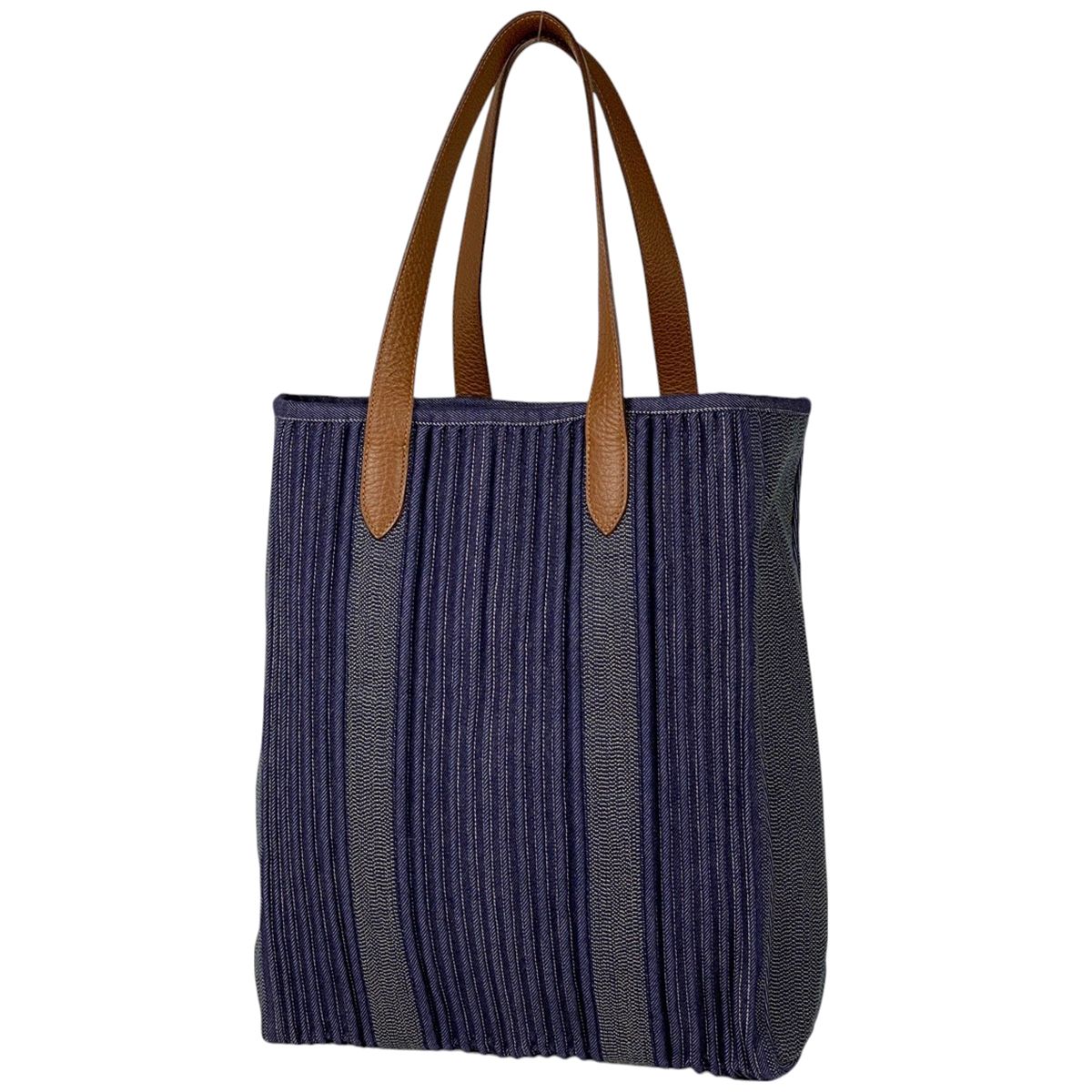エルメス HERMES カリカット ショルダーバッグ プリーツ トートバッグ デニム ブルー ブラウン □L レディース