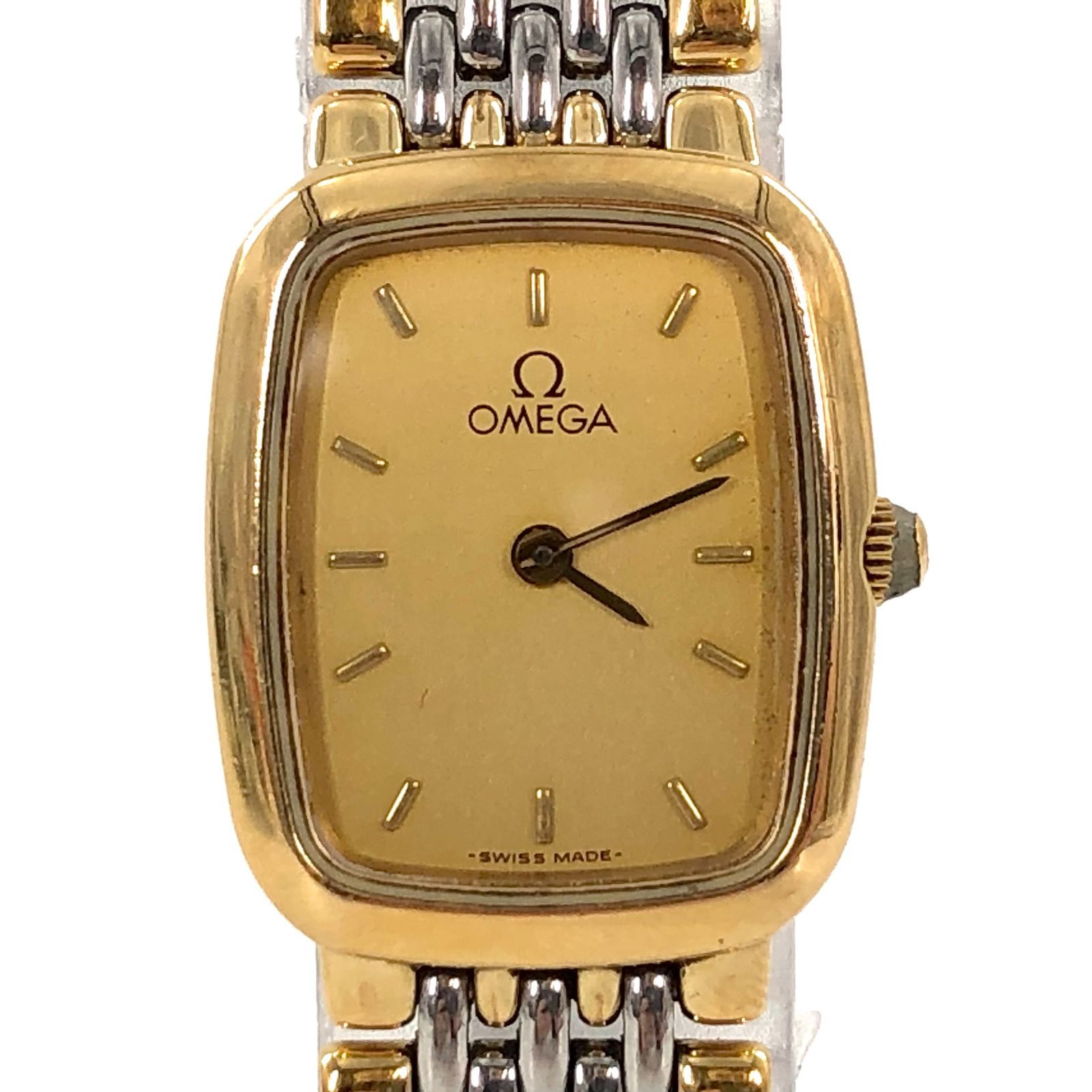 OMEGA オメガ DeVille デヴィル スクエア SS/QZ ゴールド文字盤 稼働品 