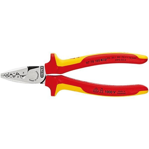 KNIPEX クニペックス 1000V絶縁エンドスリーブ用圧着ペンチ 全長180mm 9778-180