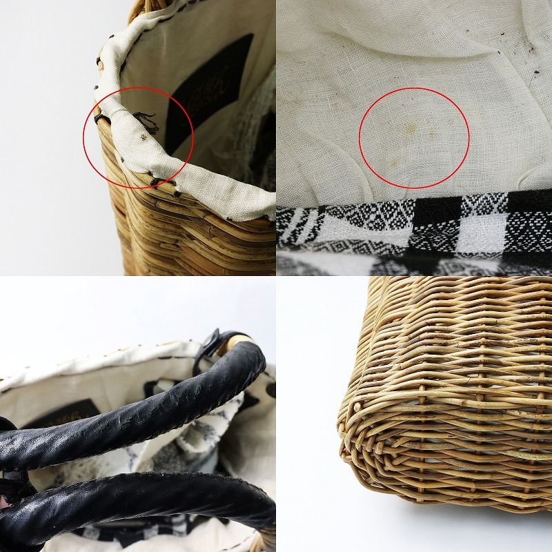 【美品】 エバゴス かごバッグ ハンドバッグ トートバッグ 紅籐 リネン 牛革 美品】 エバゴス かごバッグ ハンドバッグ トートバッグ 紅籐