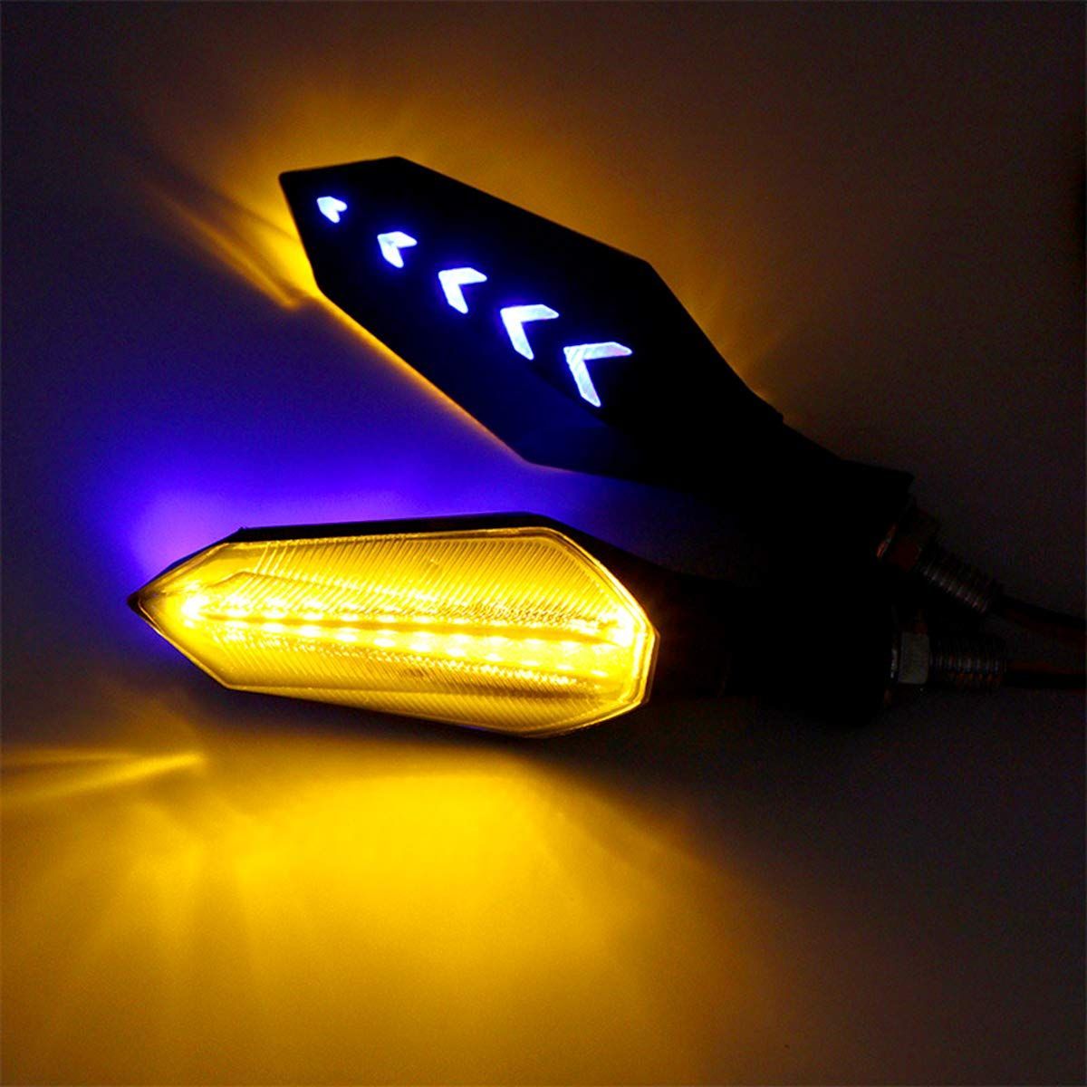 バイク 流れるウインカー シーケンシャル 12SMD led 12V バイク アンバー ウインカーライト led 高輝度 両面led 矢印形 ウインカーラ