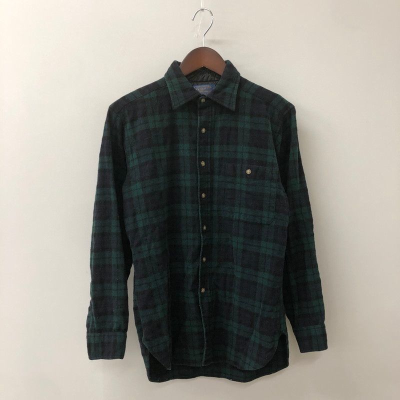 品 PENDLETON ペンドルトン 70 s BLACK WATCH L S WOOL SHIRT VINTAGE 70年代 ブラックウォッチ ロングスリーブ ウールシャツ 長袖 トップス 片ポケット 145-250924-yo-09-tei