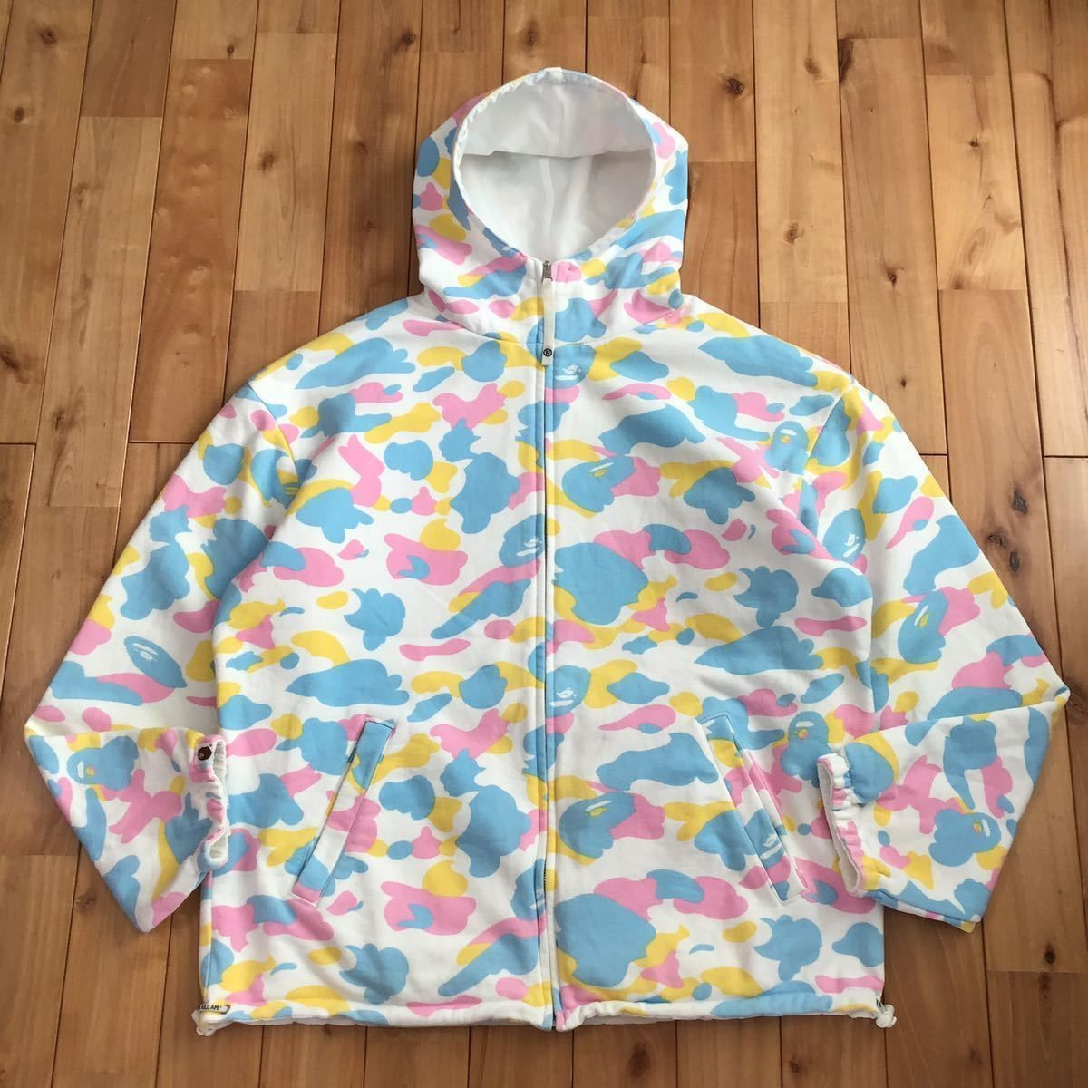 ★リバーシブル★ マルチカモ パーカー Lサイズ a bathing ape BAPE zip hoodie cotton candy camo  multi camo jacket エイプ ベイプ