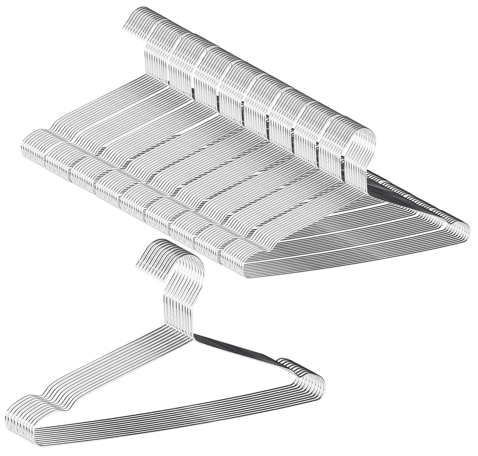 AUV ハンガー ステンレスハンガー 100本組 すべらない 洗濯 ハンガー 頑丈 錆びにくい 曲がらない ハンガー スカート シルバー ハンガー ズボン コート 幅42cm 高さ19.5cm
