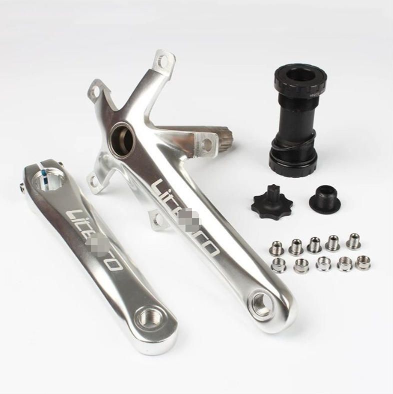 LitePro マウンテンバイク ロードバイク クランクセット クランクアーム 170mm BCD 130mm BB ボトムブラケット silver