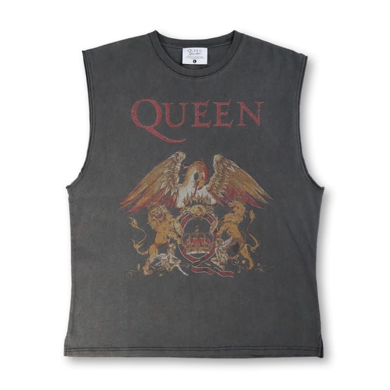 新品 メンズ QUEEN クイーン ノースリーブ トップス カットソー ロゴ 