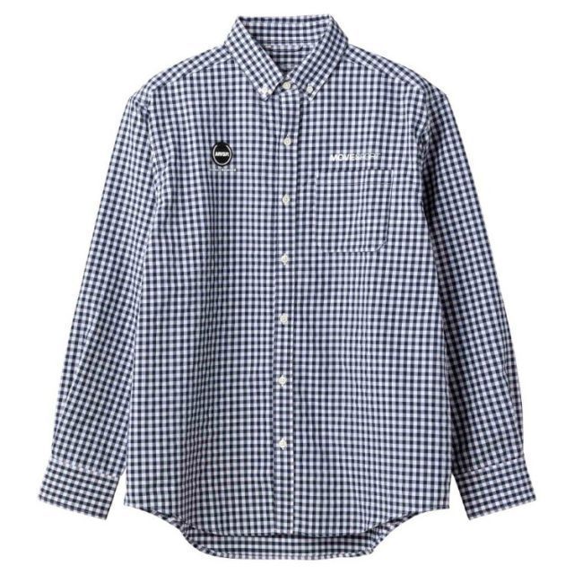 DESCENTE デサント ギンガムチェック ボタンダウン ロングスリーブシャツ ネイビーＸホワイト Lサイズ DMMVJB63 NVWH | スポーツ ウエア 服 衣類 トップス 長袖 ロングスリーブ シャツ 素材 UVカット