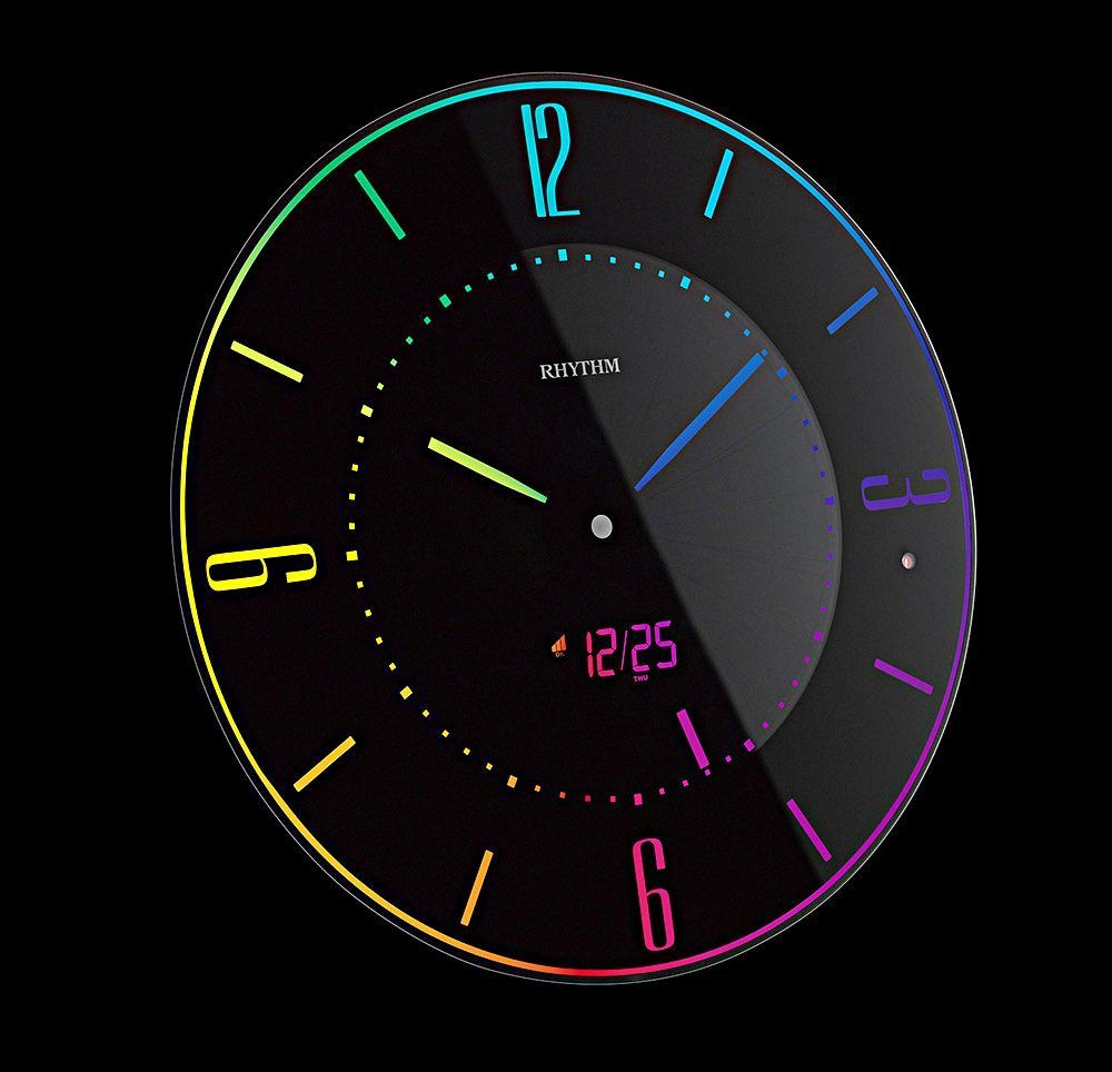 リズムRHYTHM 掛け時計 置き時計 電波時計 365色 LED 推し色 変更