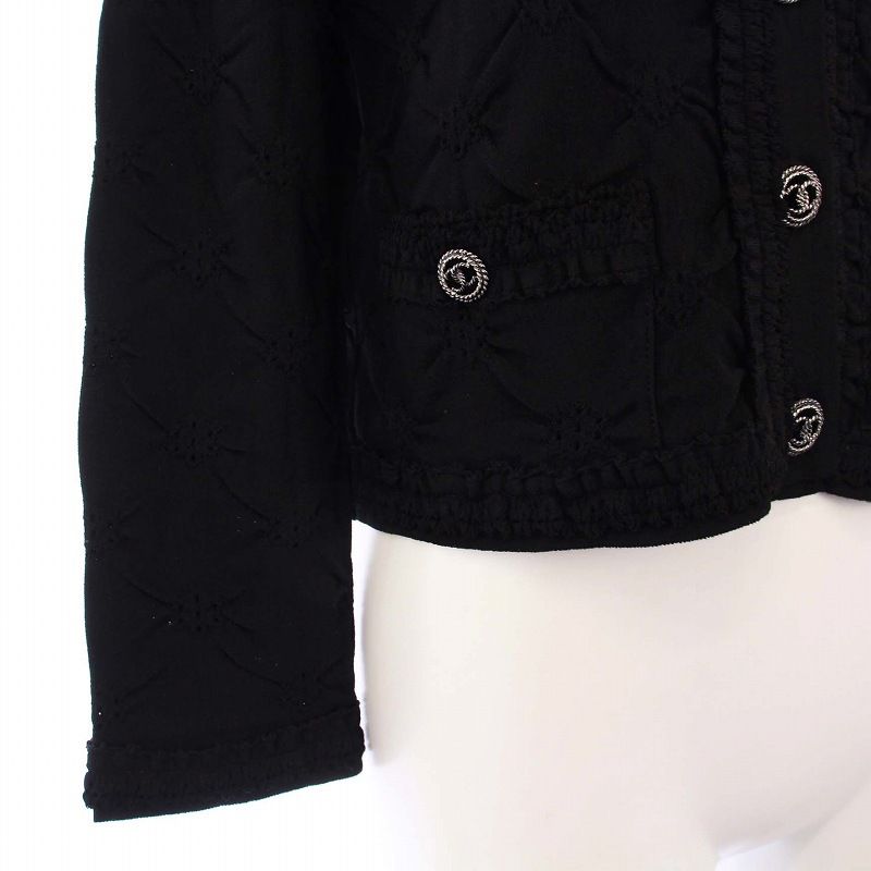 シャネル CHANEL 2011年モデル カーディガン ココマーク ココボタン クロップド丈 七分袖 フリル 36 ブラック P40395K02942 /KH レディース シャネル CHANEL 2011年モデル カーディガン ココマーク ココ