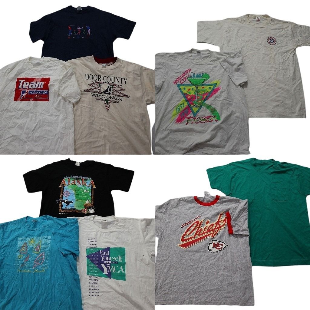 人気セール，爆買い 古着卸 まとめ売り ～90s　オールド シングル 半袖Tシャツ 10枚セット (メンズ XL ) ヘインズ Lee リンガーＴ チーフス 中古 古着 NA2379 その他