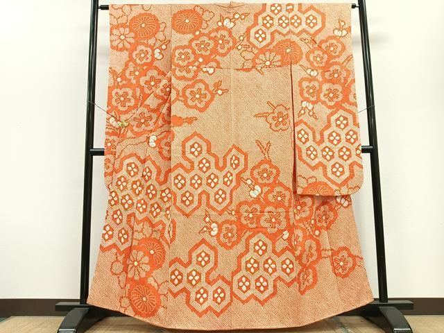 振袖 暈し染 金駒刺繍 亀甲に雲模様 裄66 着物 正絹 広衿 RK-3282 振袖 暈し染 金駒刺繍 亀甲に雲模様 裄66 着物 正絹 広衿 RK-3282
