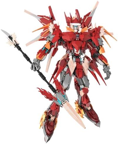 HIGH GODO Hero Mech ビルディングブロックセット 大人用 レッドアーマー ロボットモデル 組み立てキット 長い槍の武器付き ハードコアシノワズリースタイル コレクター用 忍者ギフト 12歳以上の男性|男の子向け 166