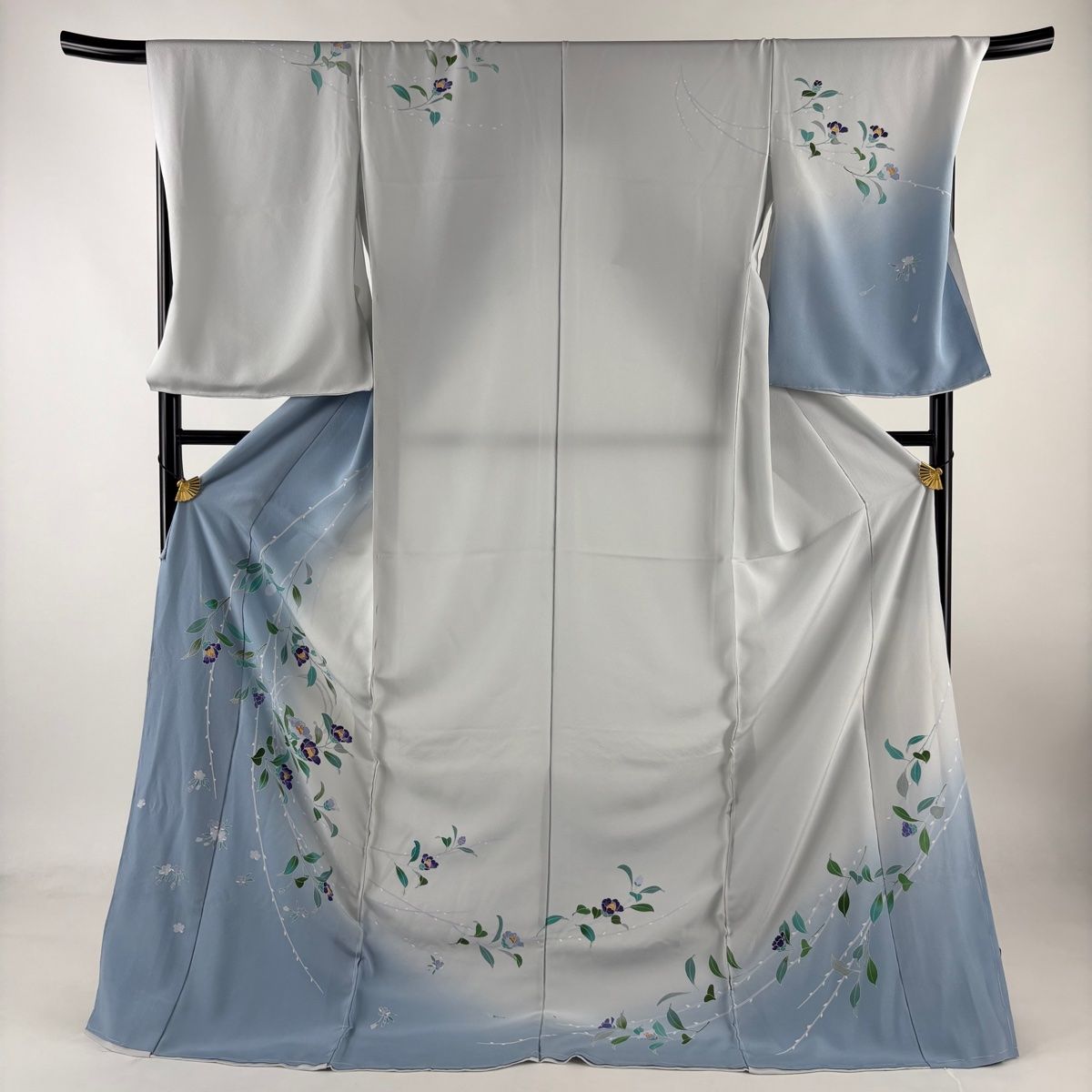 訪問着 身丈183.5cm 裄丈70cm 未仕立て 仮絵羽 枝花 花丸文