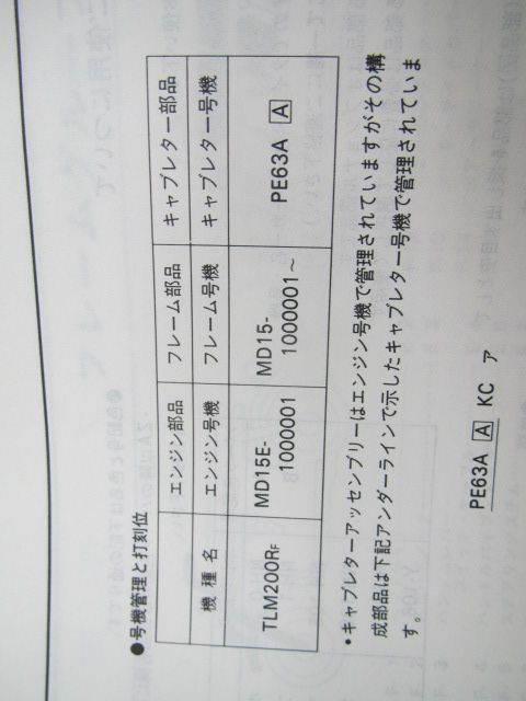 TLM200R パーツリスト 2版 ホンダ 正規 中古 バイク 整備書 MD15 整備に役立ちます 車検 パーツカタログ 整備書 - メルカリ