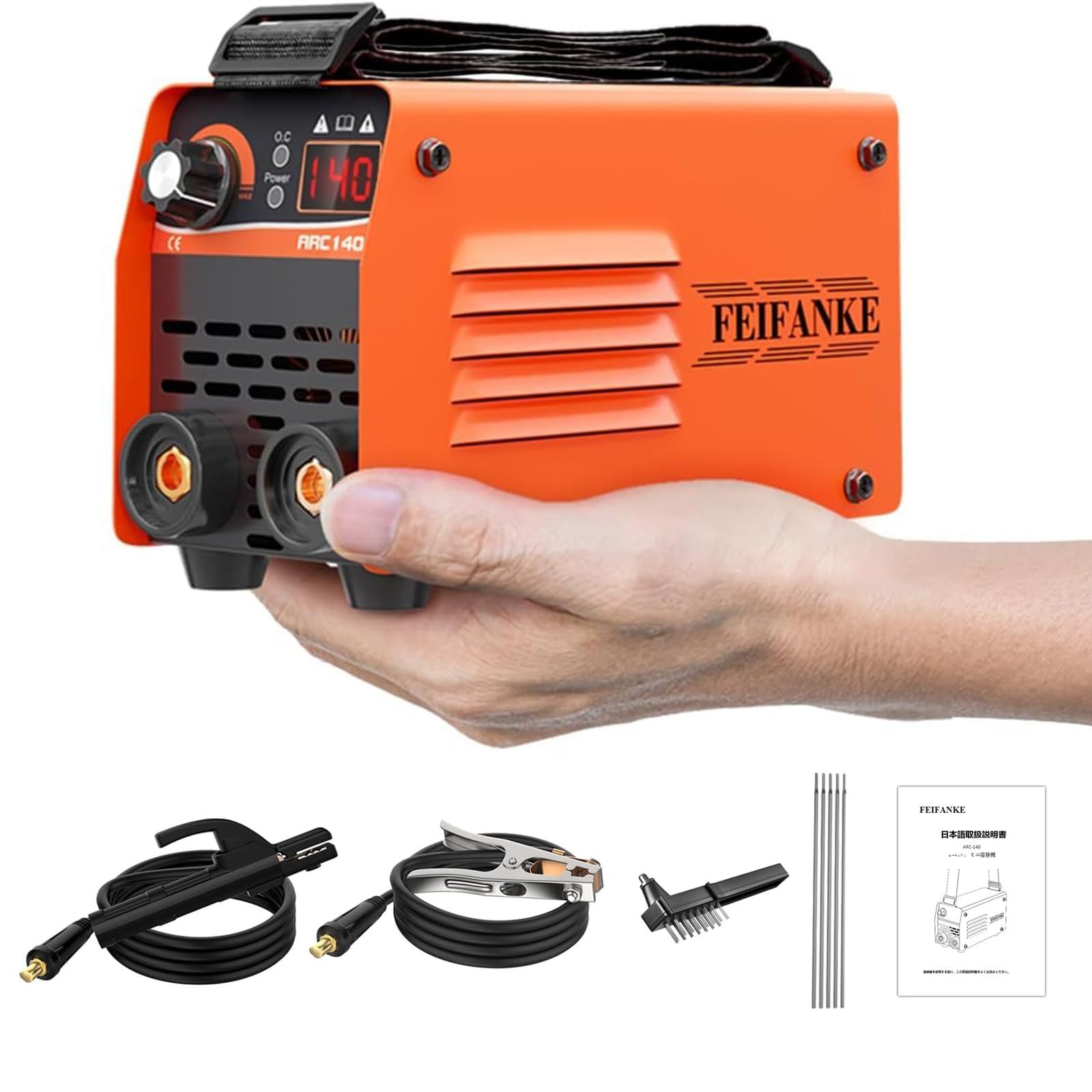 FEIFANKE アーク溶接機 140A ミニポータブル溶接機 IGBTインバーター 初心者向け 超小型 軽量 家庭用 溶接機 100V 210x130x90mm 日本語取扱説明書付き