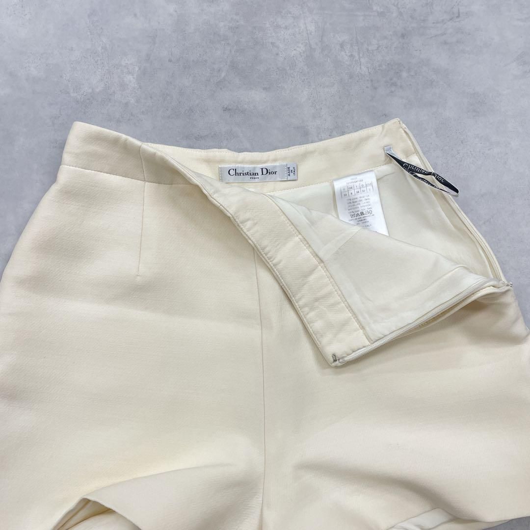  Christian Dior クリスチャンディオール 2025 セットアップ ブラウス ショートパンツ 36 アイボリー ウール シルク イタリア製 パンツセットアップ セットアップ