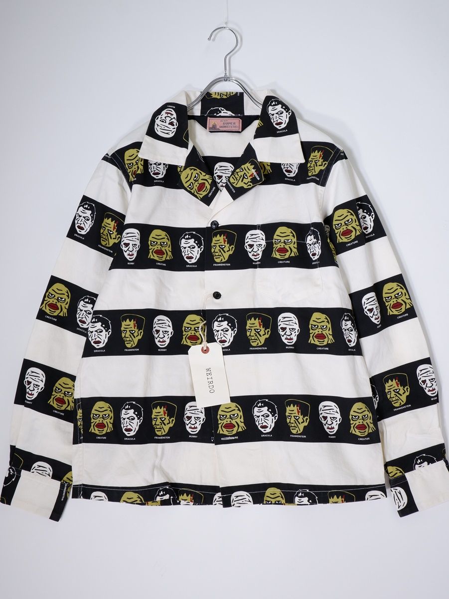 weirdo  MonsterTシャツ　M WEIRDO(ウィアード) / 長袖シャツ/M/コットン/WRD-14-SS-07/モンスター/MONSTERS/オープンカラーシャツ/開襟 |  古着の販売・通販ならセカンドストリート