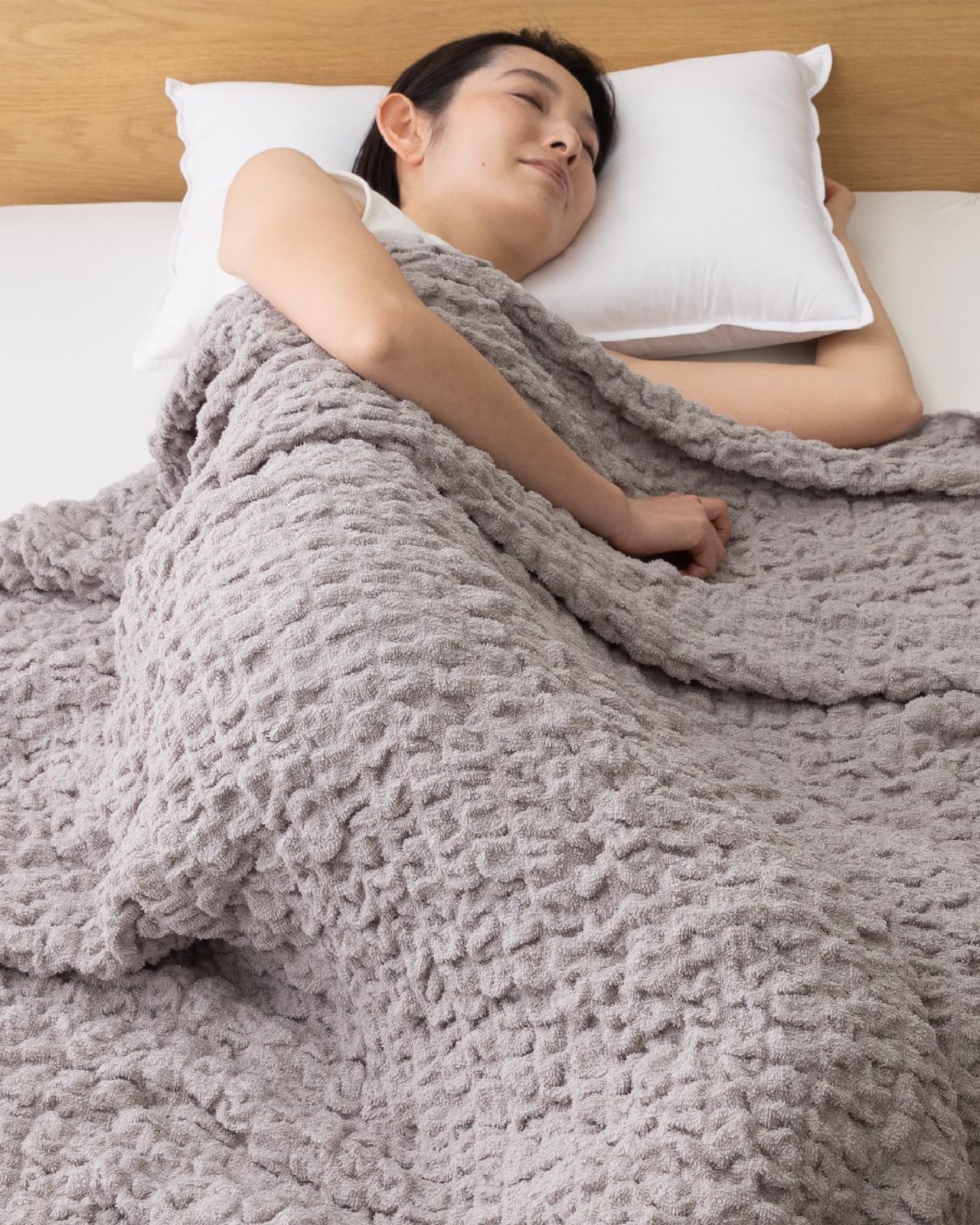ナイスデイ タオルケット グレージュ シングル 約140×190cm くしゅくしゅ 綿 コットン素材 ふわふわ フィット さらっと パイル ずれにくい オールシーズン 洗える 215601N8