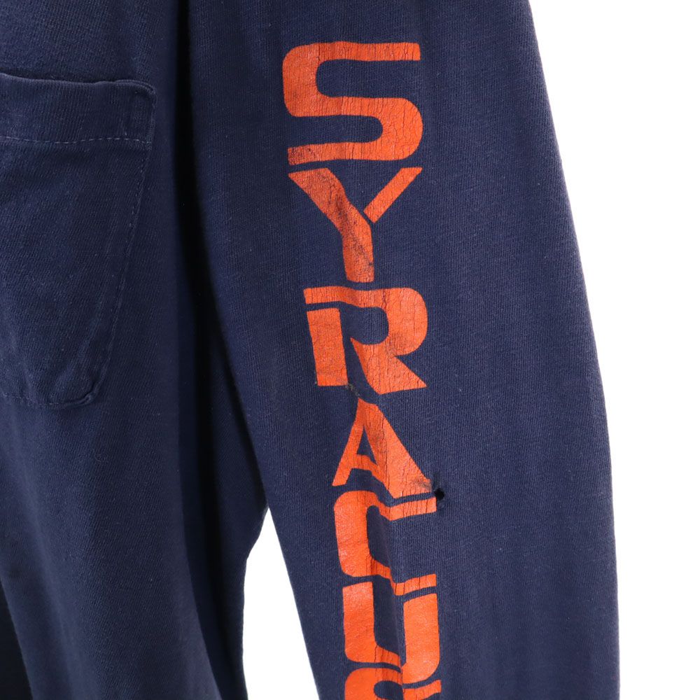 チャンピオン 70s USA製 バータグ カレッジプリント 長袖 袖プリント T