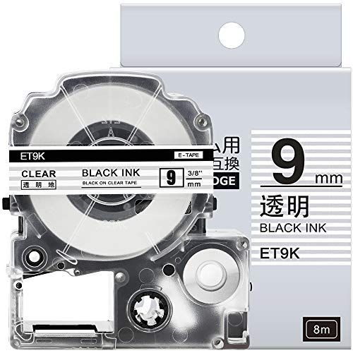 1個 9mm 透明地黒文字 ET9K と互換性のある キングジム テプラ テープ