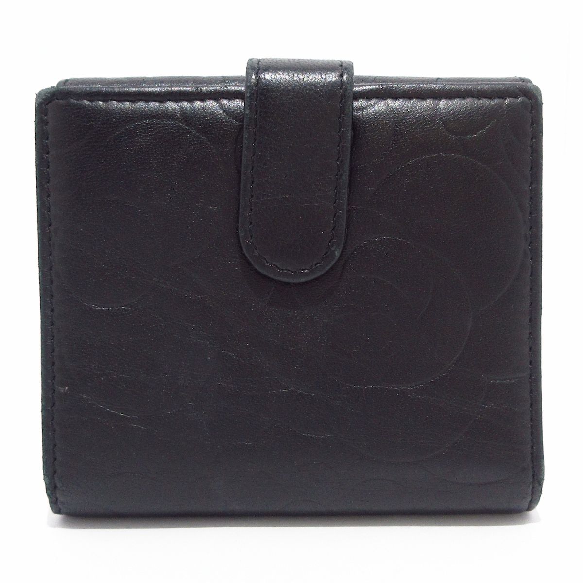 CHANEL(シャネル) Wホック財布 カメリア A47422 黒 シルバー金具