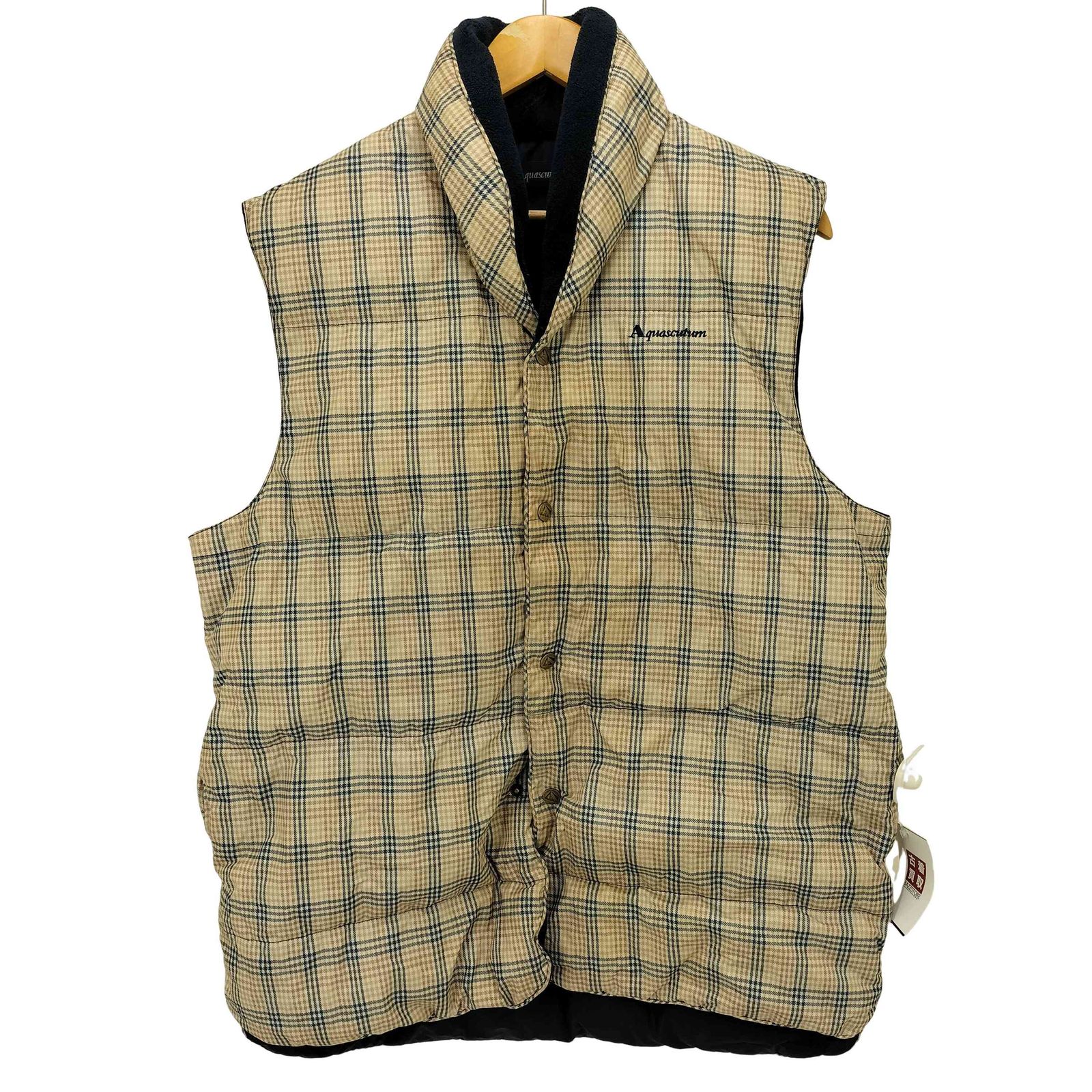 アクアスキュータム AQUASCUTUM チェック柄ダウンベスト メンズ M~L