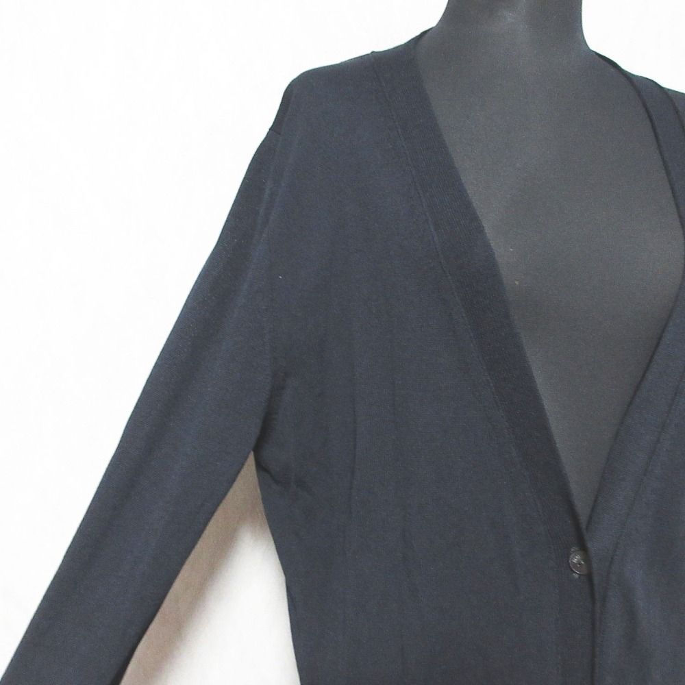 美品 Max Mara マックスマーラ シルク ロングニットカーディガン サイズL ダークネイビー レディース 古着 中古 Max Mara - 美品 Max Mara マックスマーラ シルク ロングニット