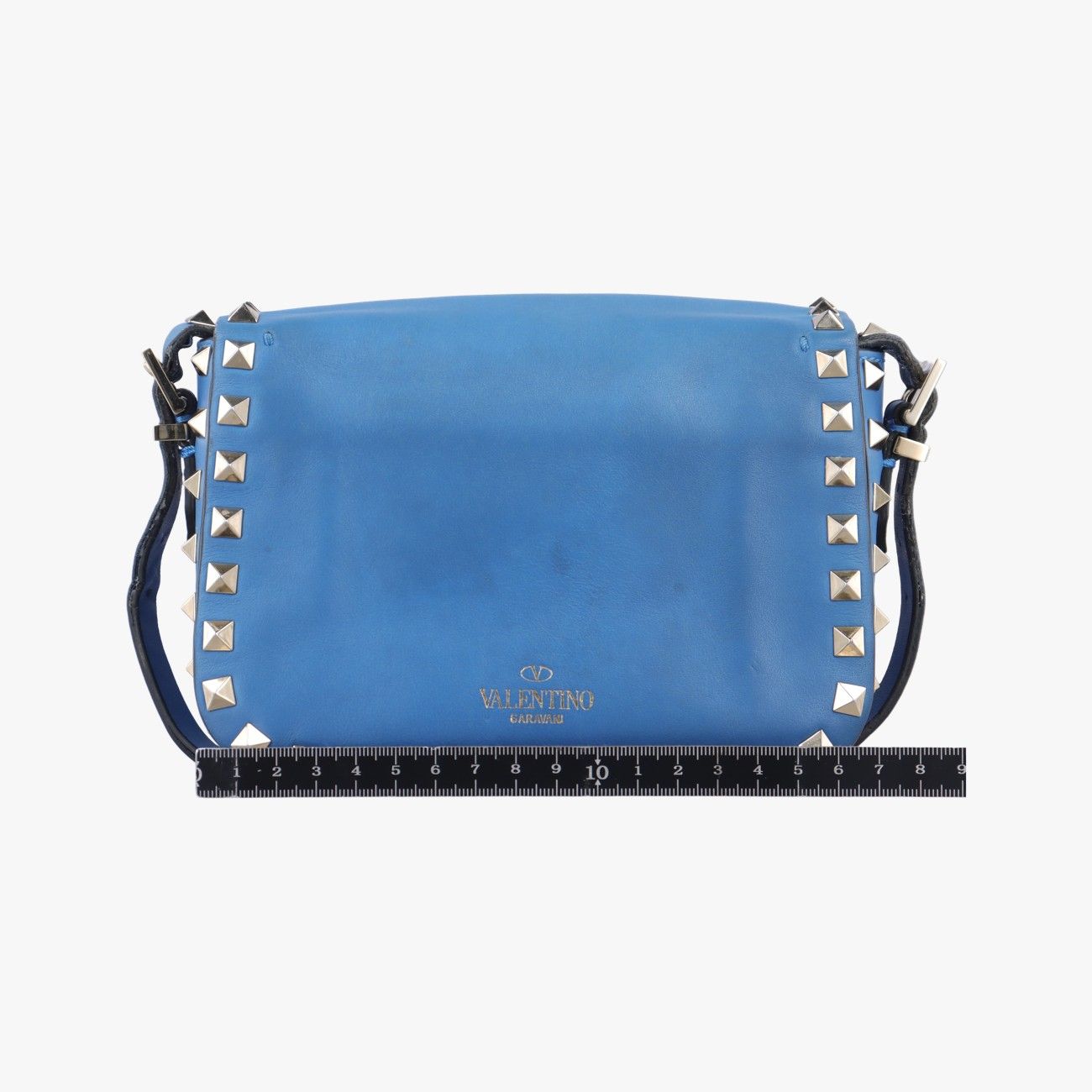 ヴァレンティノ　valentino スタッズ付きブルーショルダーバッグ VALENTINO ロックスタッズショルダーバッグ ブルー ヴァレンティノ