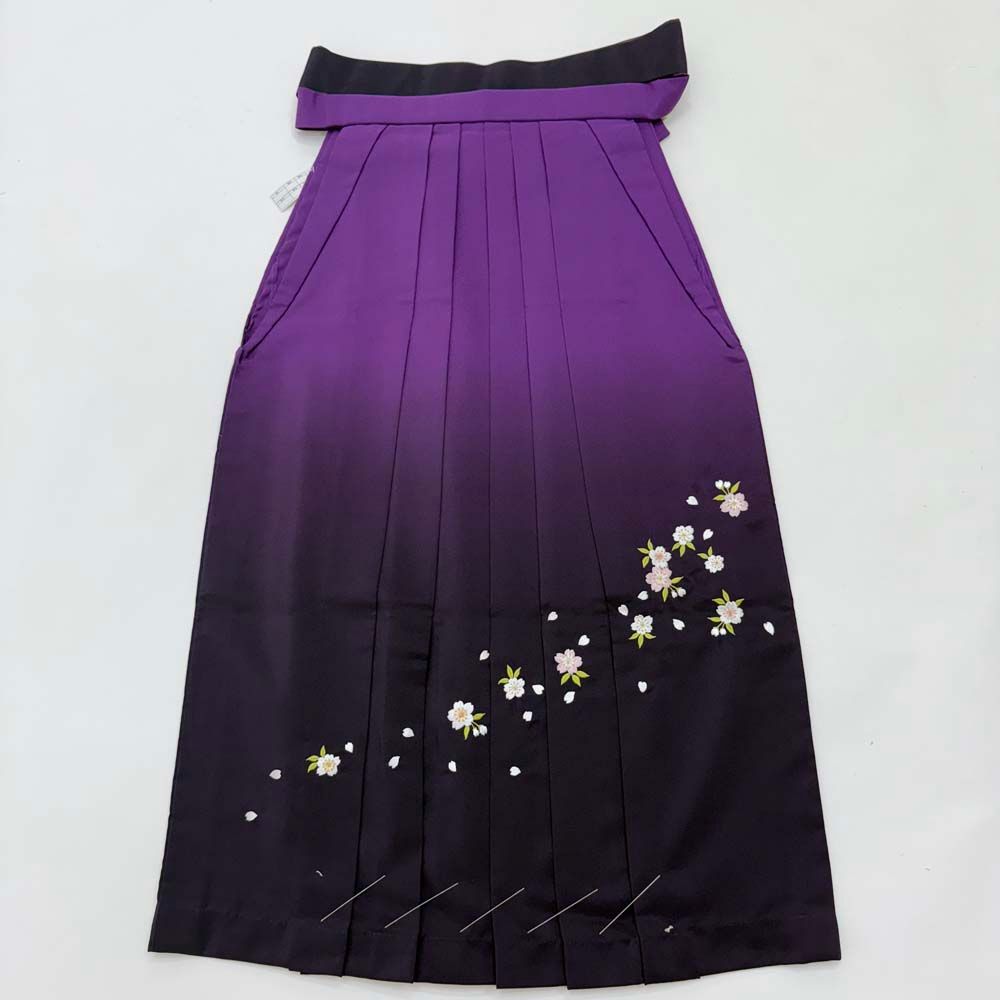 袴 S size 紐下丈87.5cm 行灯袴 卒業袴 女性用袴 ぼかし 刺繍 エンジ 紫 4701