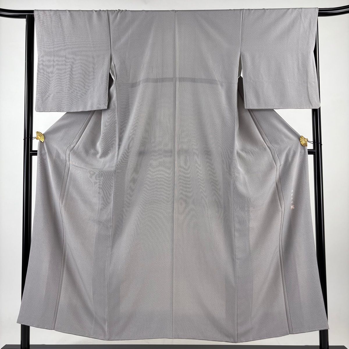 江戸小紋 身丈153.5cm 裄丈65.5cm M 袷 保科土山 落款 竹縞 灰色