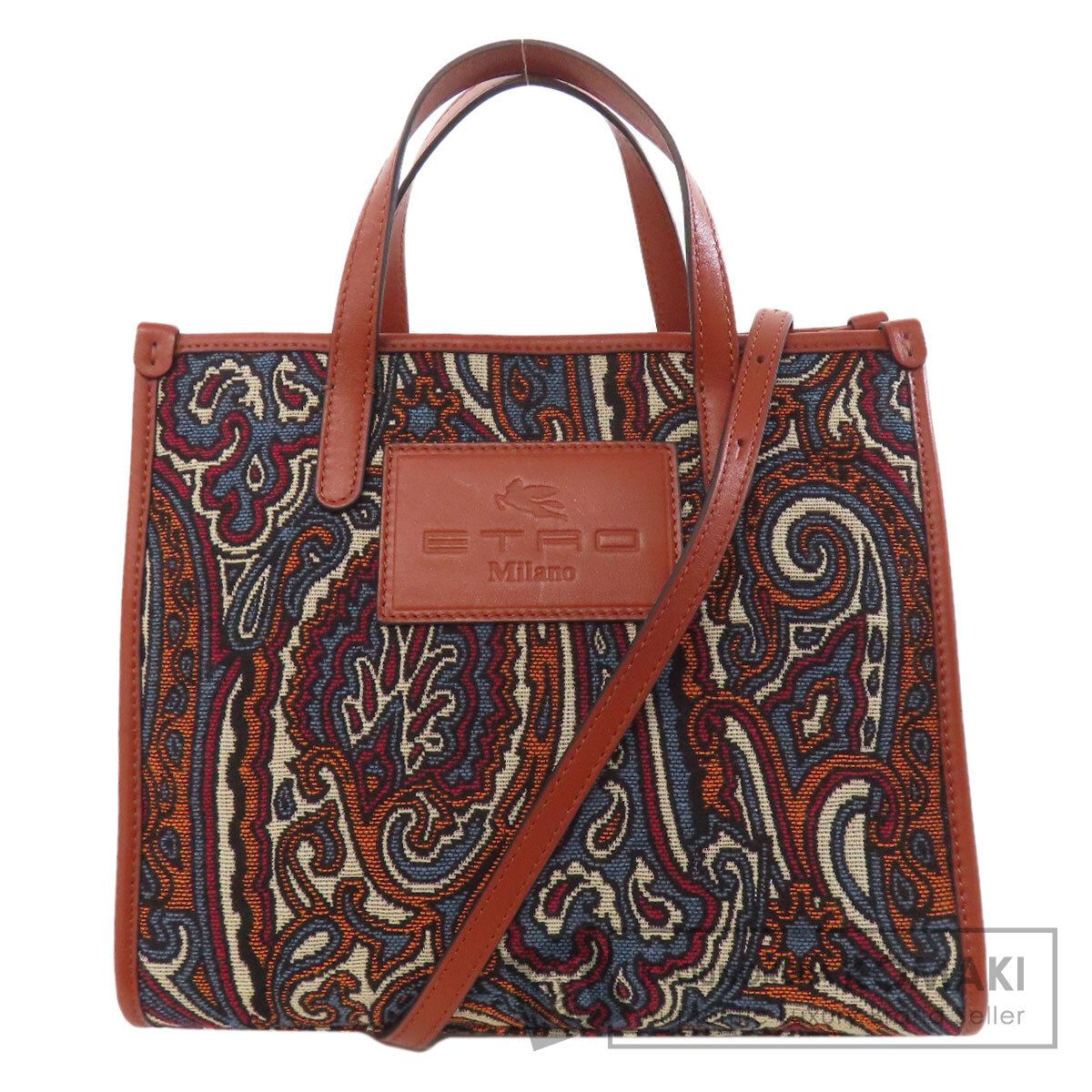 ETRO エンボス加工 赤 ハンドバッグ 保存袋付き ETRO エンボス加工 赤