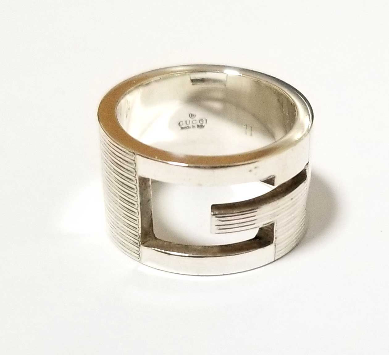 GUCCI Gロゴ ワイドリング SV925 10号 シルバー グッチ リング 指輪 ブランテッドGリング ワイド ＃11 約10号