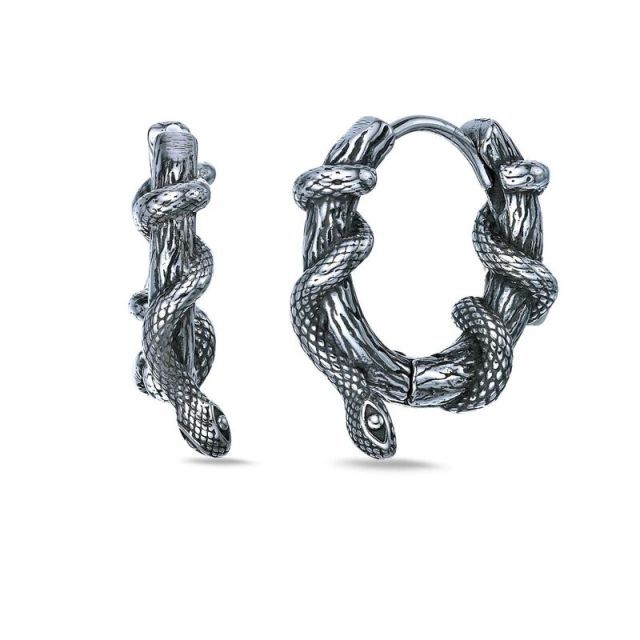 送料無料 リンクス メンズ ピアス イヤリング アクセサリー Men s LYNX Stainless Steel Snake Coil Hoop Earrings Stainless