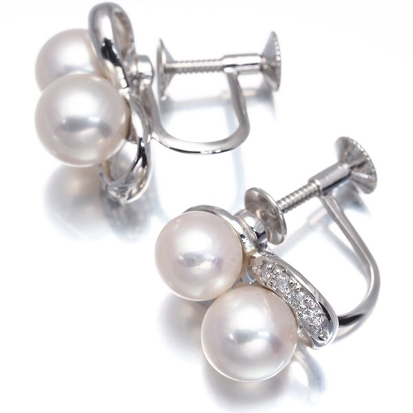 TASAKI タサキ イヤリング パール 真珠 6.5-7.1mm ダイヤ