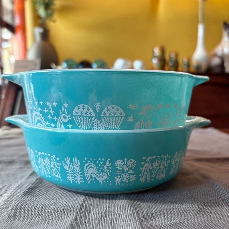 Pyrex オールドパイレックス バタープリント キャセロール φ15.5cm USA