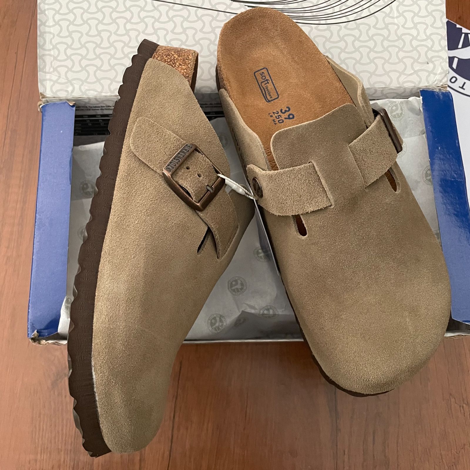 美品 箱付 BIRKENSTOCK ビルケン シュトック トープ【Boston】ボストン