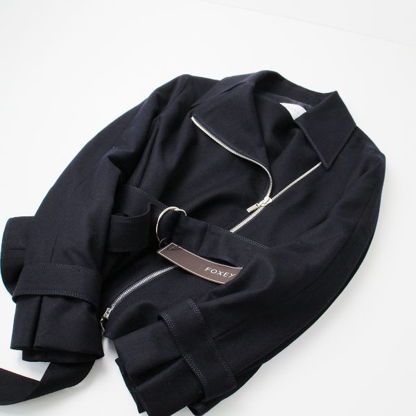 美品 2019AW FOXEY フォクシー 39894 モトジャケット 38/ネイビー 