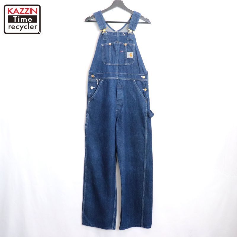 80s Carhartt 100周年 デニム オーバーオール メンズ ~XSサイズ相当