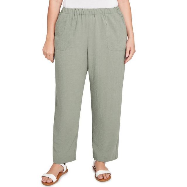【送料無料】 アルフレッド ダナー レディース カジュアルパンツ ボトムス Plus Size Alfred Dunner Patch Pocket Short Length Elastic Waistband Pants Olive