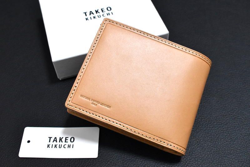 新品 TAKEO KIKUCHI【サーフェス】2つ折り財布 786605 ベージュ