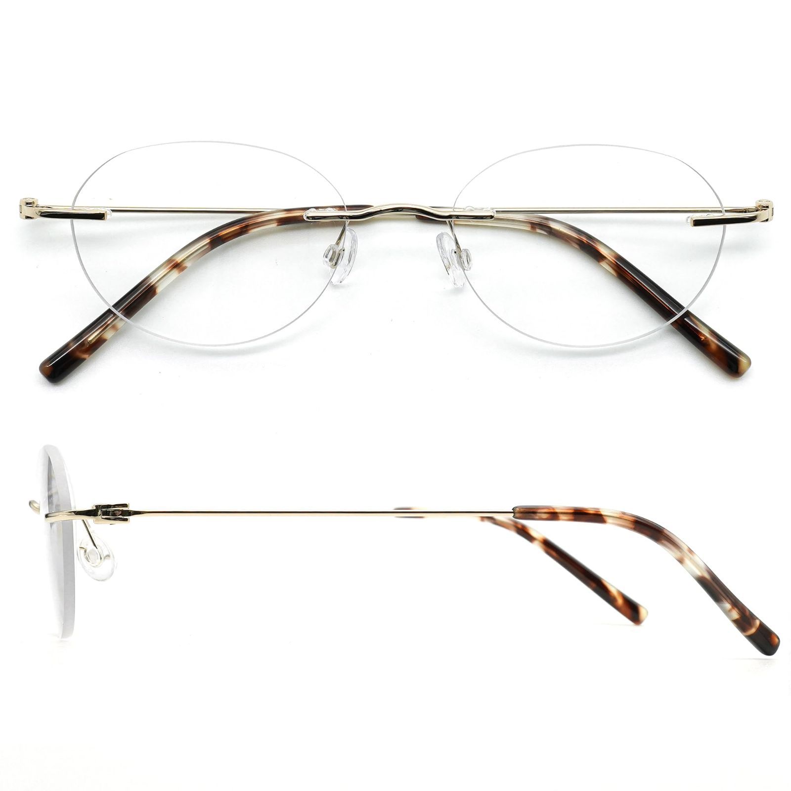 Color シャンパンゴールド_Size 度数 1.50 eyeforyou 老眼鏡 フチなし 超軽量 ツーポイント リーディンググラス ブルーライトカット I4U-R2001 シャンパンゴールド 1.50
