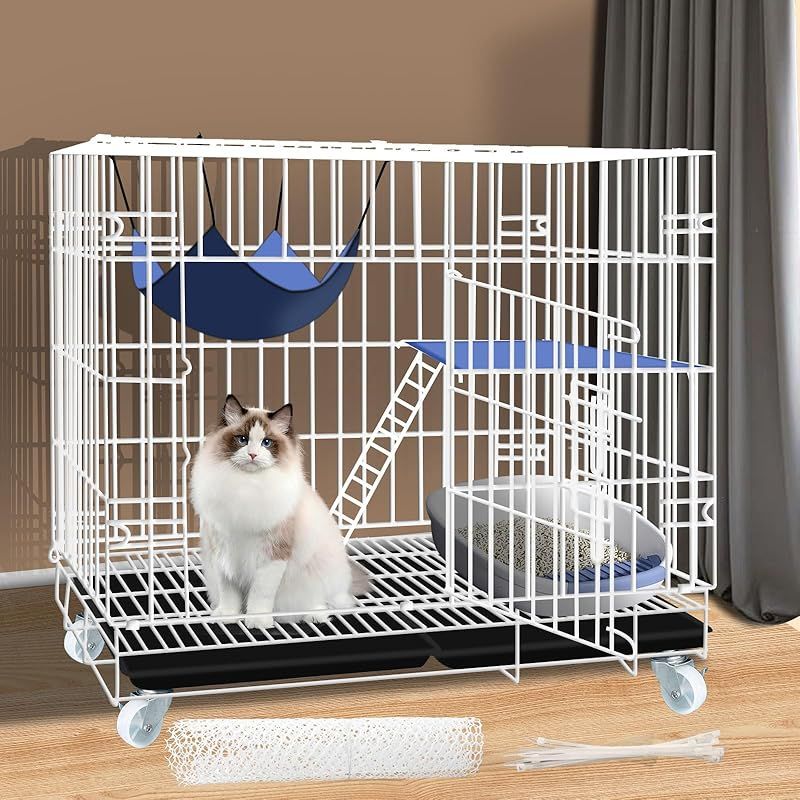 猫ケージ 猫用ケージ ブラック 猫ハウス 室内用猫のゲージ 大型猫用