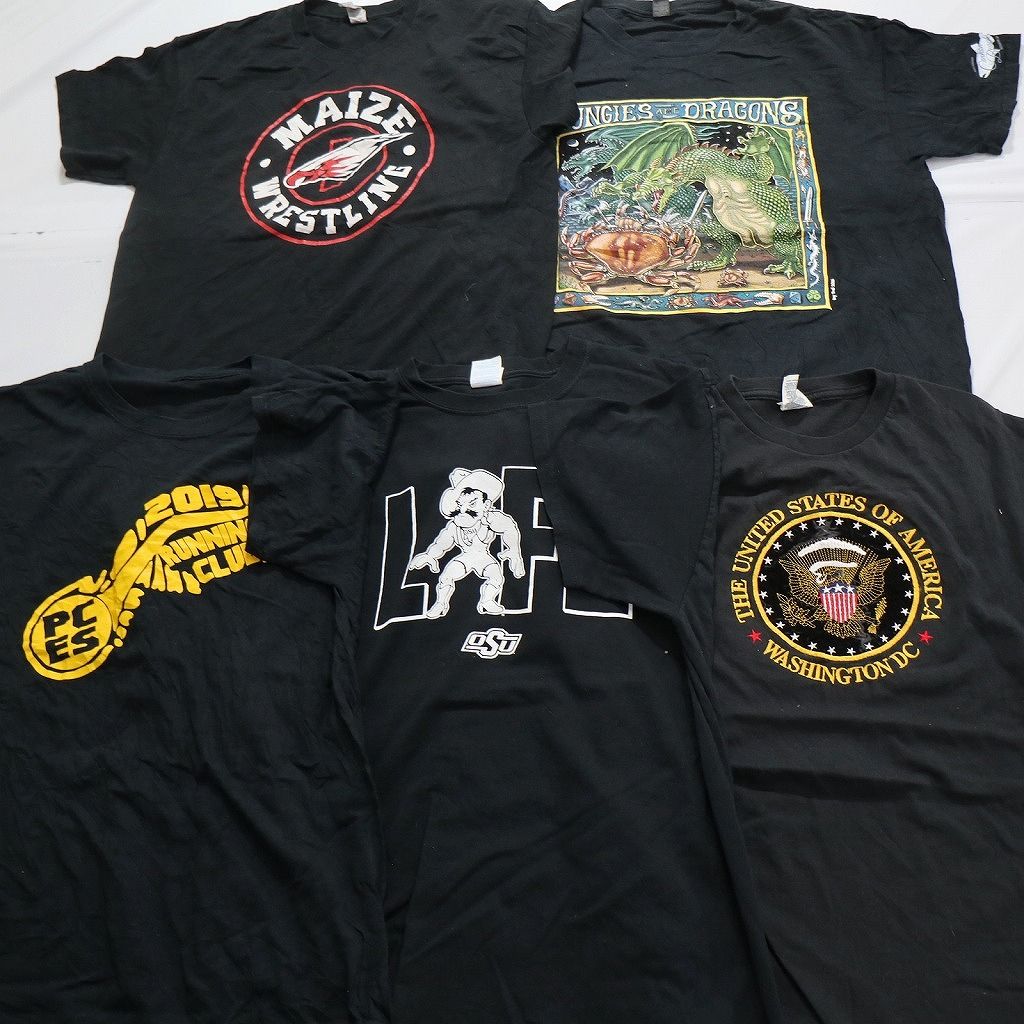 古着卸 まとめ売り 黒Tシャツ 半袖Tシャツ 20枚セット (メンズ L