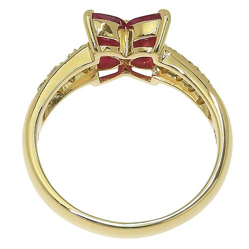 R1.0/D0.35 フラワーモチーフ ルビー ダイヤモンド リング K18  